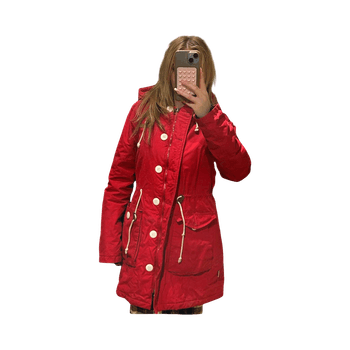 Red parka coat