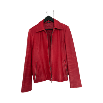 Hugo Boss punainen nahkatakki