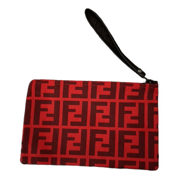 Red patterned clutch bag