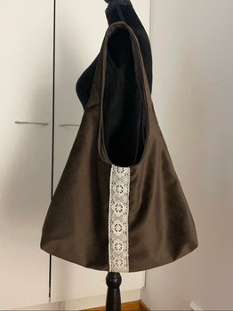 Brown velvet hobo bag