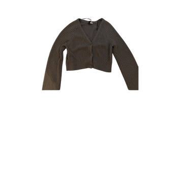 Cropped ribbed cardigan