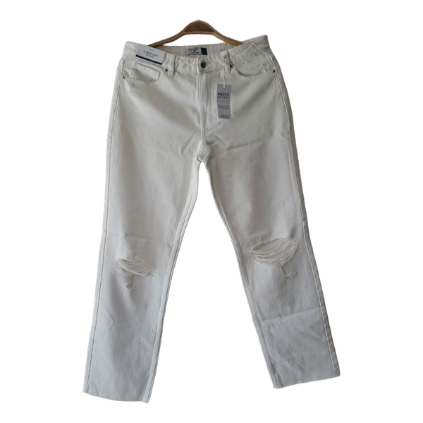 White straight leg jeans