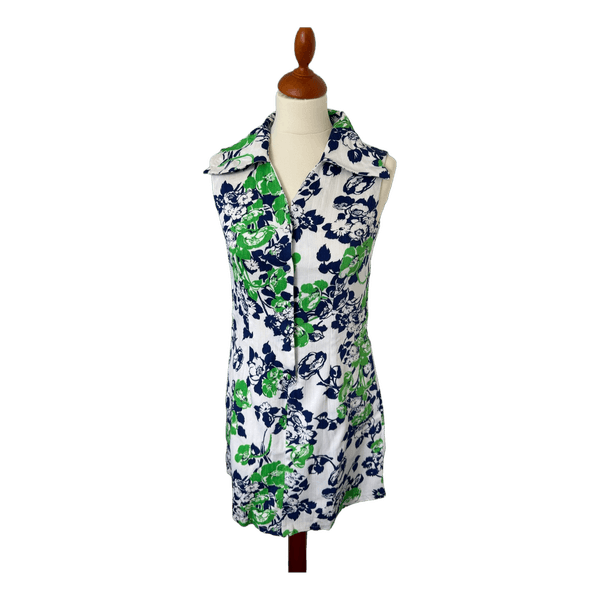 Kukkakuvioinen hihaton vintage mekko