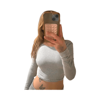 Light grey open back long sleeve crop top 