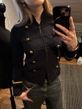 navy napoleon jacket with golden details
