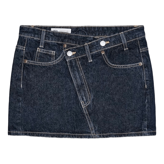 Asymmetrisk denim mininederdel