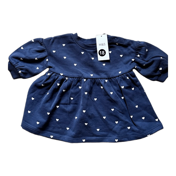 Navy heart print dress 3-6month