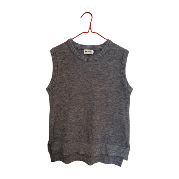Grey knitted sleeveless vest