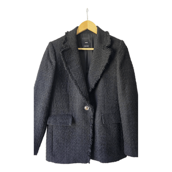 Mango Black tweed blazer
