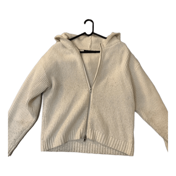 Cream knitted zip cardigan