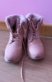 Pink lace-up boots
