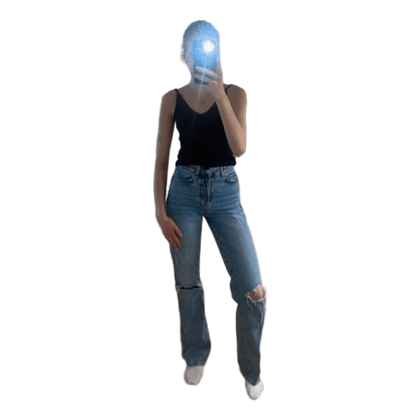 Blue wide leg jeans