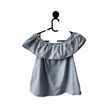 H&M blue and white striped off-the-shoulder top size / M  100% cotton