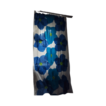 Blue floral curtain panel