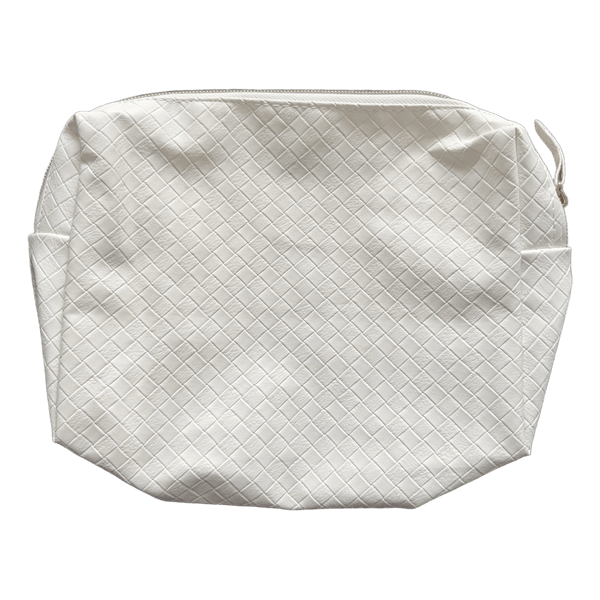 White woven makeup bag
