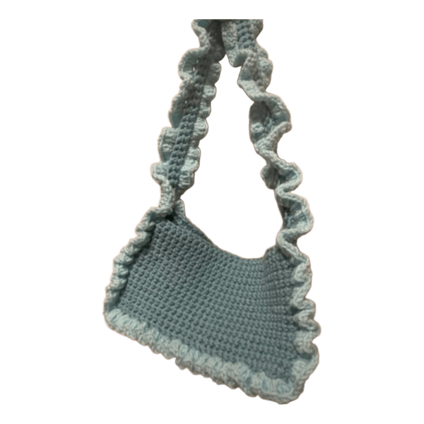 Crochet ruffled shoulder bag