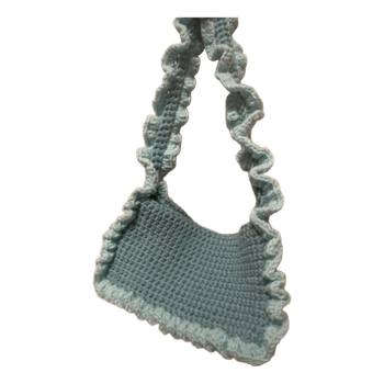 Crochet ruffled shoulder bag