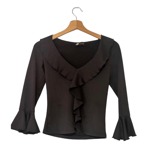 Schwarzes rüschen top
