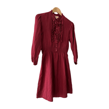  Ruffled button-up silk dress