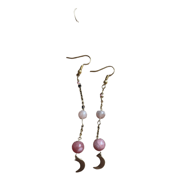 Pink beaded dangle earrings