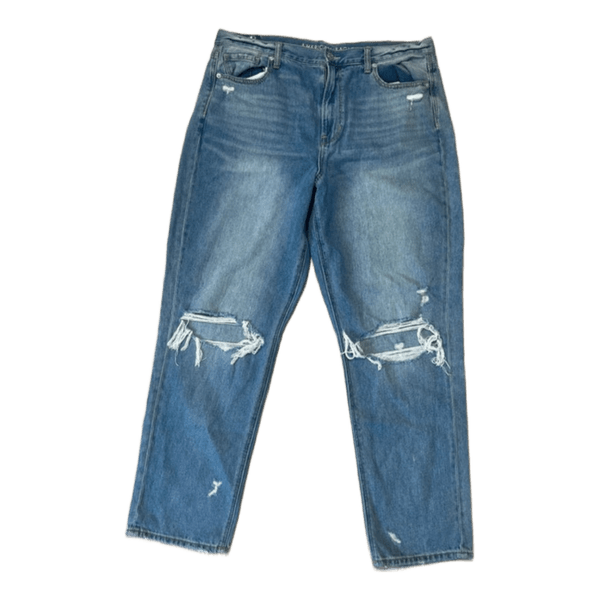 Blue distressed denim jeans