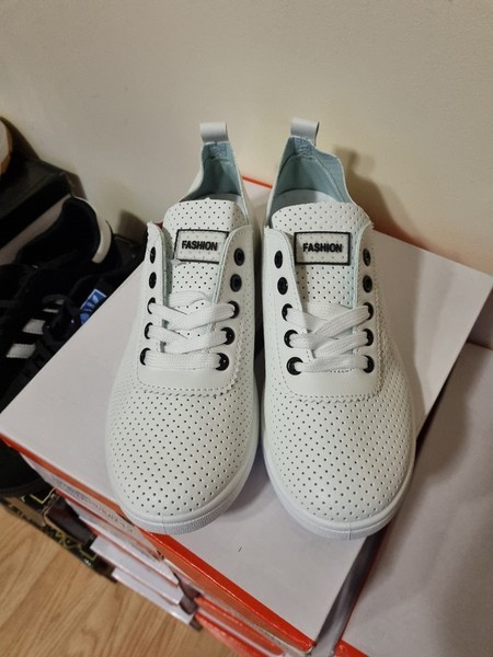 White perforated sneakers