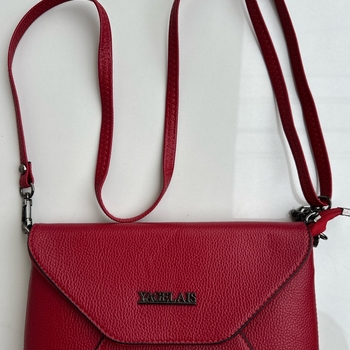 Red leather crossbody bag with removeable strap