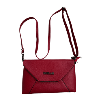 Red leather crossbody bag with removeable strap