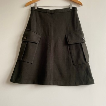 ZARA Knit Cargo Skirt M Khaki Olive Knitted Utility Pockets New With Tags