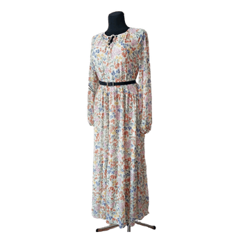 Romantiška lengva gėlėta maxi suknelė ilgomis rankovėmis, L Romantic light floral maxi dress