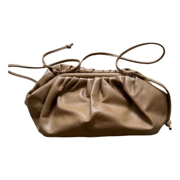 Tan leather clutch bag