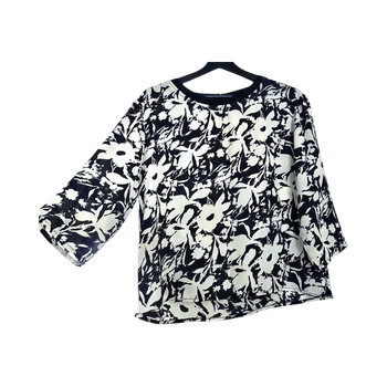 Black and white floral blouse, size 38