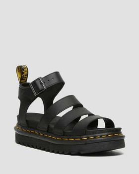 Black leather strap sandals