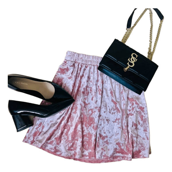 Pink velvet skirt