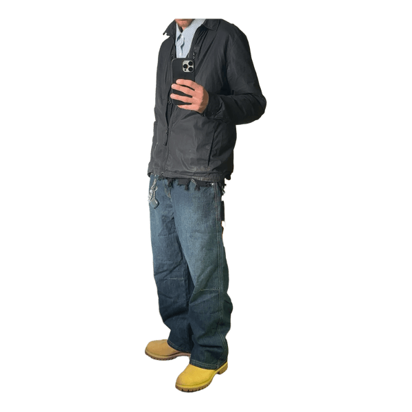 Mørkeblå jeans med print