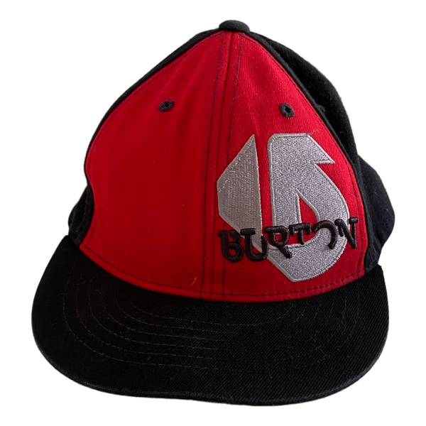 Burton Flexfit Kids Cap Red Black Embroidered Logo Skate Snowboard Streetwear