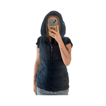 Navy padded vest with hood