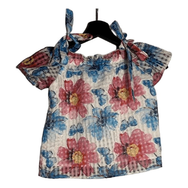 Childrens Floral print cold shoulder blouse
