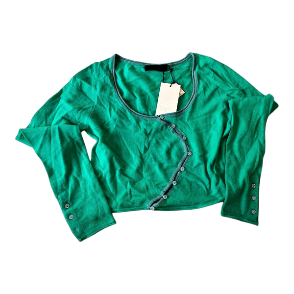 Grøn cardigan med knapper fra zara