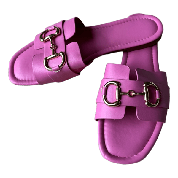 Pink sandals with gold detail