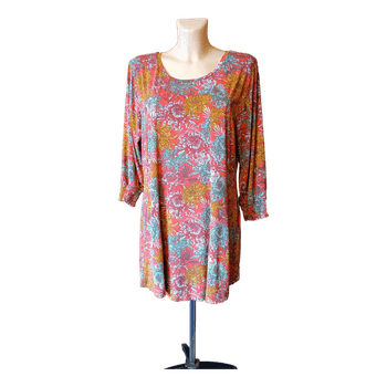 Red floral patterned tunic