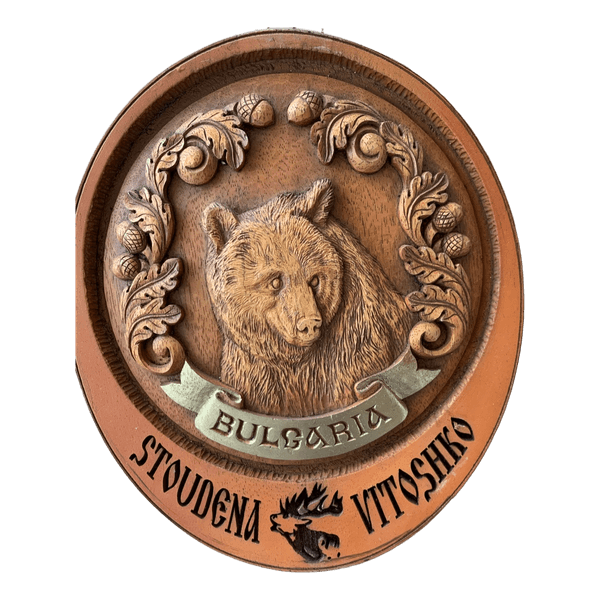 Wooden bear wall plaque