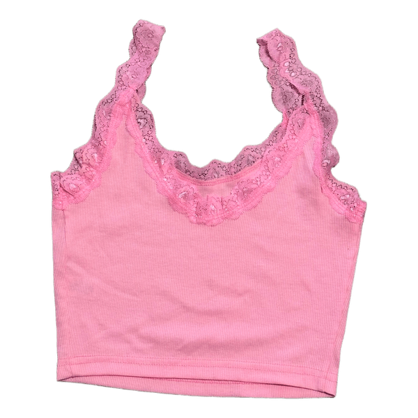 Pink ribbed lace top