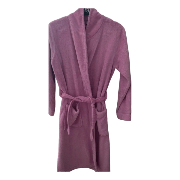 Pink fleece bathrobe