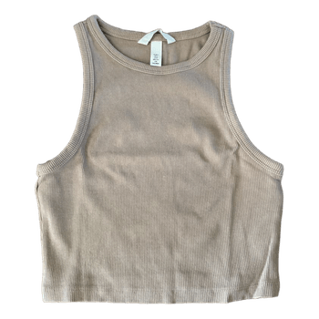 Beige ribattu toppi