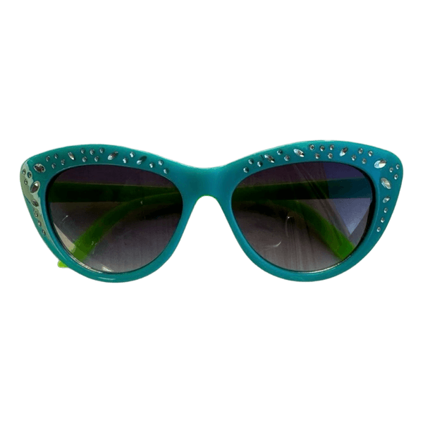 Turquoise rhinestone cat eye sunglasses