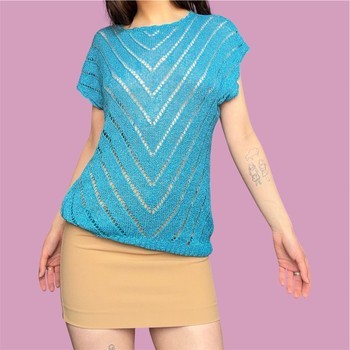 Handmade Turquoise knitted top