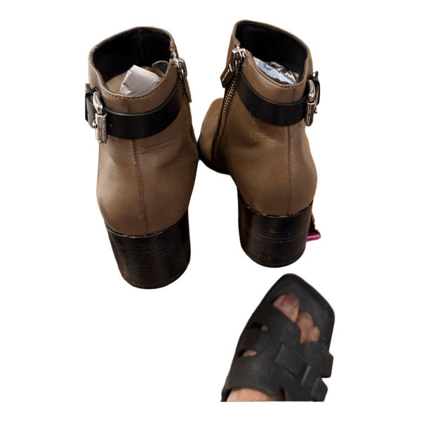 Brown leather ankle boots