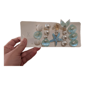 Seashell pearl hair clips