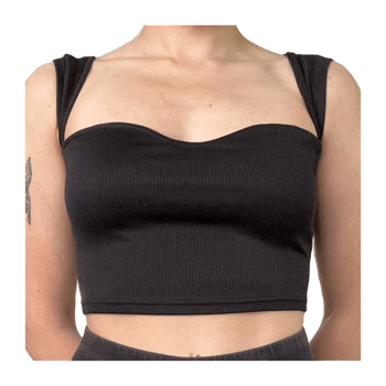 Musta muotoiltu crop top XS/S – bile / trendy / chic